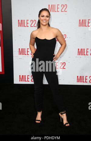 Westwood, Ca. 9 Aug, 2018. Ronda Rousey, bei der Premiere von STX Filme ''Mile 22' im Regency Dorf Theater in Westwood, Kalifornien am 9. August 2018. Credit: Faye Sadou/Medien Punch/Alamy leben Nachrichten Stockfoto