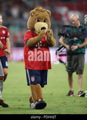 Firo Fußball, Fußball, 05.08.2018 Testspiel der Saison 2018/2019 FC Bayern München - Manchester United 1:0 Maskottchen Berni, Bayern | Verwendung weltweit Stockfoto