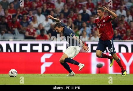 München, Deutschland. 05 Aug, 2018. firo: 05.08.2018, Fußball, 1.Bundesliga, Saison 2018/2019, FC Bayern München - Manchester United mit 1:0, Victor Lindelof, Thomas Muller, Duelle | Quelle: dpa/Alamy leben Nachrichten Stockfoto