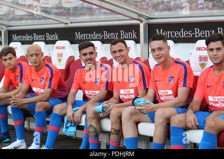 Stuttgart, Deutschland. 05 Aug, 2018. firo: 05.08.2018 Fußball, Saison 2018/2019, 1. Bundesliga: VfB Stuttgart - Atletico Madrid, Freundschaftsspiel, auf der Bank ersetzen, die Hälfte Abbildung, | Nutzung der weltweiten Kredit: dpa/Alamy leben Nachrichten Stockfoto