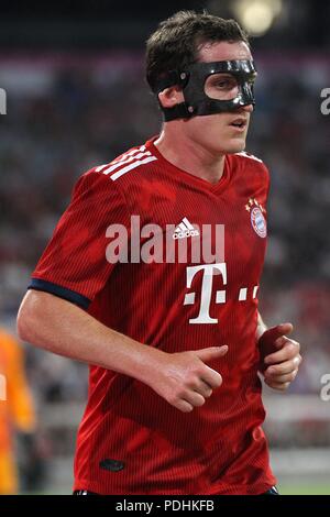 München, Deutschland. 05 Aug, 2018. firo: 05.08.2018, Fußball, 1.Bundesliga, Saison 2018/2019, Testspiel, Bayern München - Manchester United, Sebastian Rudy (Bayern) mit Maske | Verwendung der weltweiten Kredit: dpa/Alamy leben Nachrichten Stockfoto