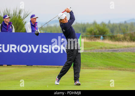 Gleneagles, Schottland, Großbritannien. 10 August, 2018. Die Fourball Match Play setzt sich mit der Paarung von Catriona Matthew und Holly Clyburn, Großbritannien gegen Cajsa Persson und Linda Wessberg von Schweden zu spielen. Matthäus weg abzweigen an den zweiten Kredit: Findlay/Alamy leben Nachrichten Stockfoto