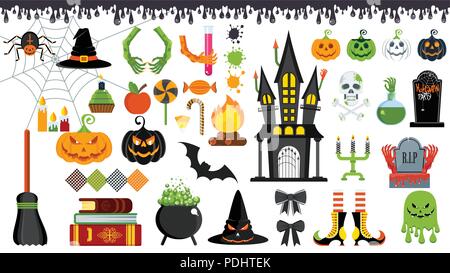 Vector Icons für die Dekoration Gruß und Werbemittel für Halloween Stock Vektor
