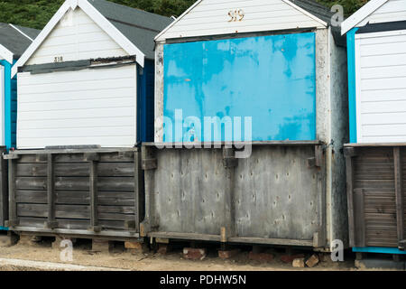 Umkleidekabinen am Strand entlang der Strand von Bournemouth Bournemouth, Dorset, Großbritannien Stockfoto