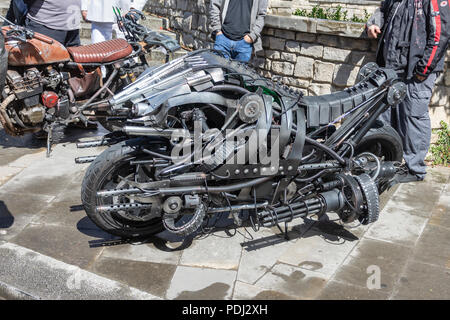 Die Moto-T-a Arbeiten prop Modell auf moto Terminatoren aus dem Film Terminator: Die Erlösung basiert. Gebaut und von podpadstudios angezeigt Stockfoto