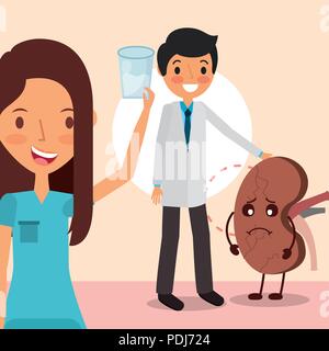 Arzt Mädchen, dass Wasser cartoon Niere Stock Vektor