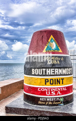 Southernmost Point Bell Boje in Key West, Florida, USA Stockfoto