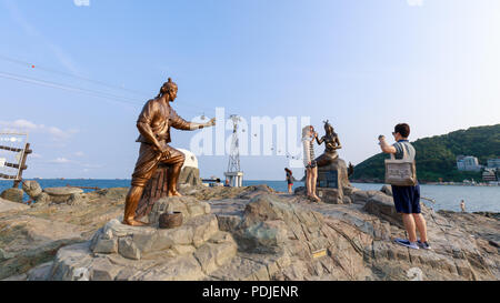 Gimhae, Südkorea - August 9, 2018: Songdo Geobukseom Insel Szene in Songdo Beach in Busan Stockfoto