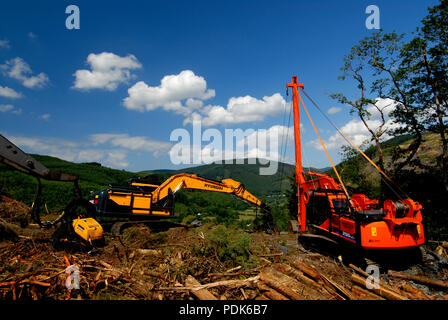 Forstwirtschaft Mid-Wales, Wales UK Stockfoto