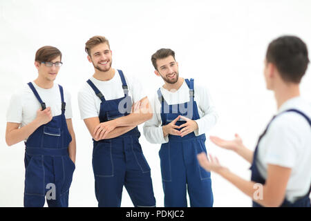 Fröhliches Team der Verantwortlichen Urheber und ihre lächelnden Führer. Stockfoto