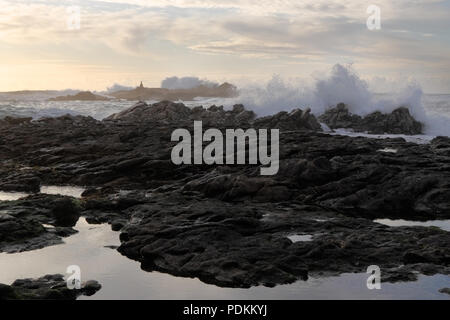 Felsigen Strand bei Ebbe. Nördlich von Portugal Stockfoto