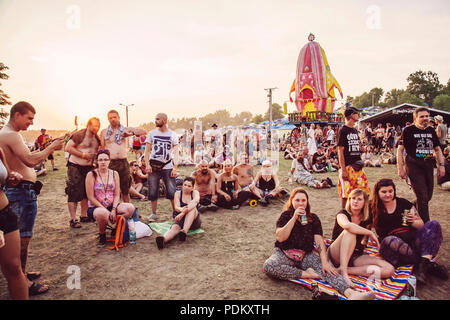 Kostrzyn nad Odra, Polen, 4. August 2018, Woodstock Polen Rock Festival Leute Stockfoto