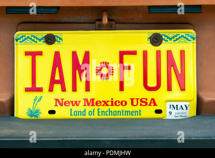 New Mexico State Nummernschild lautet "ICH BIN SPASS" Stockfoto