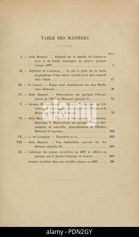Annuaire du Conservatoire et du Jardin Botaniques de Genève (Table des Matieres) Stockfoto