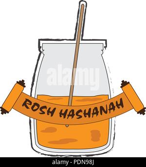 Isolierte Honigtopf. Rosch Haschanah Stock Vektor