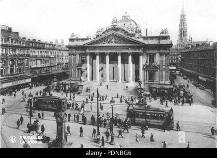 89 Brussel Beurs met Straßenbahnen Stockfoto