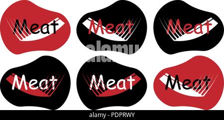 Abstrakte Messer mit einer Spur von Bewegung mit der Aufschrift Fleisch minimalistischen Logo Stock Vektor