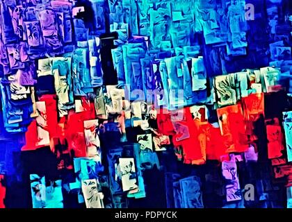 Abstrakte psychedelischen Hintergrund aus der chaotischen verschwommene Flecken Anschläge in verschiedenen Größen Bürste Stockfoto