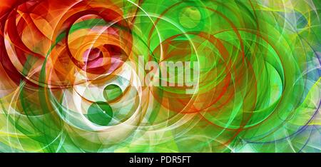 Abstrakte psychedelischen Hintergrund farbige Fractal hotspots angeordnete Kreise und Spiralen in verschiedenen Größen Digital Graphic design Alchemie. magic Stockfoto