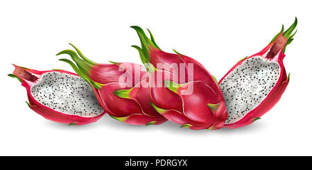 Drachenfrucht auf weißem Hintergrund. Stockfoto