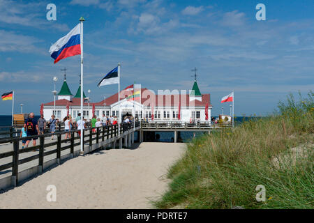 Seebruecke in Ahlbeck, Seebad Ahlbeck, Usedom, Mecklenburg-Vorpommern, Deutschland, Europa Stockfoto