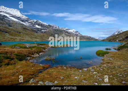 Lago Bianco am Bernina-Pass, Bernina, Oberengadin, Engadin, Schweiz, Europa Stockfoto