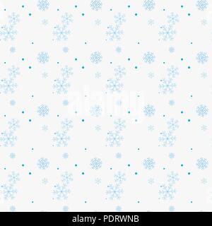 Zusammenfassung nahtlose Muster der fallenden Schneeflocken Blau auf weißem Hintergrund. Winter Muster für Banner, Gruß, Weihnachten und Neujahr Karte, Einladung Stock Vektor