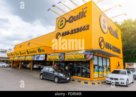 B - Schnelle Store Auto garage Service in Thailand über 143 Stores in Thailand und Kambodscha., Lampang Thailand., 26. Juli 2018. Stockfoto