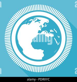 Erde editierbare Flachbild Vektorsymbol, quadratische Schaltfläche "Web", blau Computer und Smartphone Anwendung anmelden Eps 10. Stock Vektor