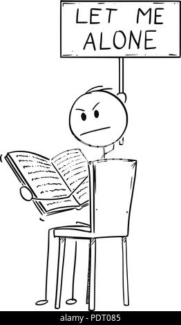 Cartoon von Genervten Mann sitzt auf einem Stuhl und ein Buch lesen und halten mich nicht Anmelden Stock Vektor