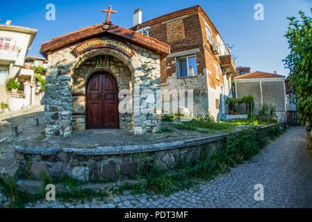 Sozopol, Bulgarien - 11. September 2016: Fisheye street view Altstadt von Sozopol Stockfoto