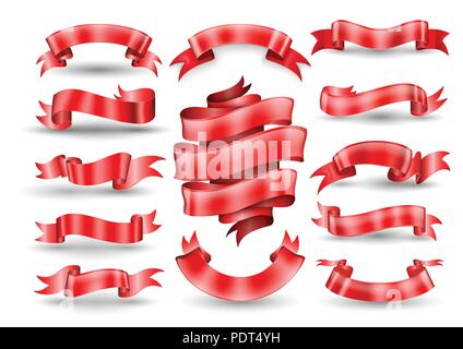 Red Ribbon banner Sammlung. Vector Illustration. Stock Vektor