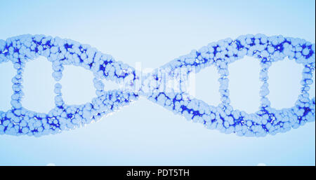 DNA-Helix, DNA-Strang, Genom gen bearbeiten, Helix zerlegen, Genom Konzept gen Crispr bearbeiten Strand Sequenzierung Hintergrund, 3D-Rendering Stockfoto