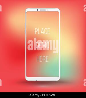 Smartphone railistic Mockup transparenten Bildschirm einfach Demo auf dem Bildschirm. Vector Illustration. Stock Vektor