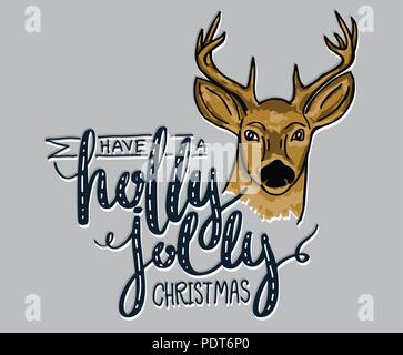 Ein Holly Jolly Christmas Schriftzug. Hand skizziert Grafik vektor Illustration für Weihnachten Karte und Poster. Stock Vektor