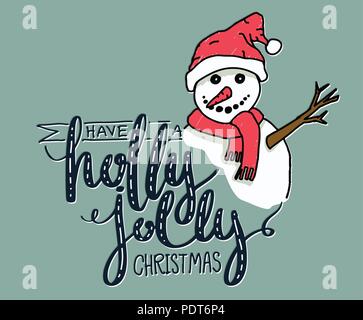 Ein Holly Jolly Christmas Schriftzug. Hand skizziert Grafik vektor Illustration für Weihnachten Karte und Poster. Stock Vektor