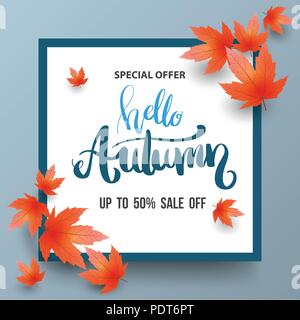Herbst Sale Banner mit Ahornbäumen. Vector Illustration. Stock Vektor