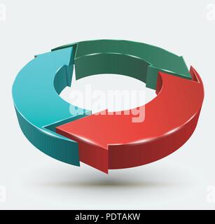 Drei Pfeile Kreis 3D-Stil. Vector Illustration für Rotation Geschäftsidee oder recyceln. Stock Vektor
