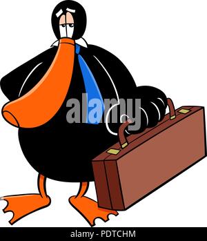 Cartoon Illustration von der Ente Geschäftsmann Tier Charakter Stock Vektor