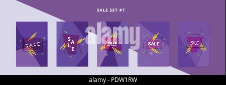 Der Verkauf Banner mit geometrischen abstrakten Komposition. Förderung Karten. Plakate für Werbung Design und Social Media. Vector Illustration. Stock Vektor