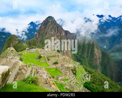 Panoramablick auf die Landschaft von Machu Picchu Peru Stockfoto