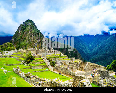 Panoramablick auf die Landschaft von Machu Picchu Peru Stockfoto