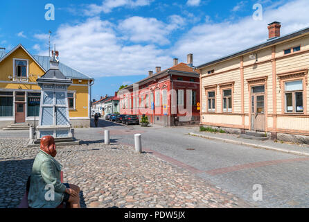 Rauma, Finnland. Historische Holzbauten in Vanha Rauma (Altstadt), Rauma, Satakunta, Finnland Stockfoto