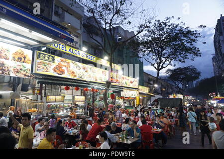 Berühmte Alor Street Food Stände in Bukit Bintang, Malaysia Stockfoto