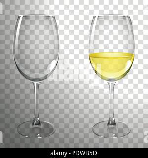 Glas Weißwein auf einem transparenten Hintergrund Stock Vektor