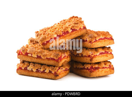 Kekse mit Marmelade auf einem weißen Hintergrund isoliert Stockfoto