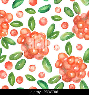 Nahtlose Muster von Aquarell Cranberries isoalted auf whiet quadratische Hintergrund Stockfoto