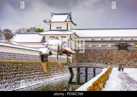 Kanazawa, Japan auf der Burg im wnter. Stockfoto