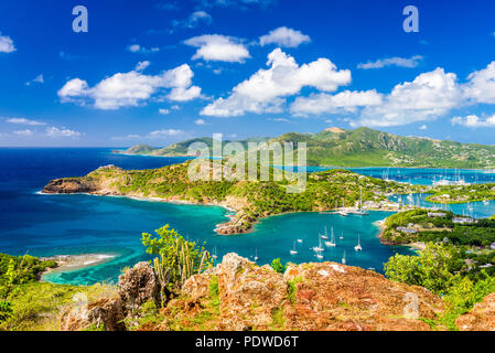 Shirley Heights, Antigua und Barbuda Blick vom übersehen. Stockfoto