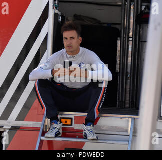 Spanisch Rallye Fahrer Dani Sordo, bei Tests seiner Hyundai R5 Rennwagen vor der bevorstehenden Barum rally Zlin, Sobenov, Cesky Krumlov distric gesehen Stockfoto